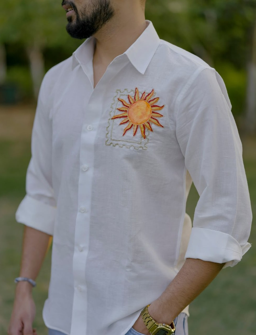 Sunlight Postcard — handcrafted Shirt by GRAA