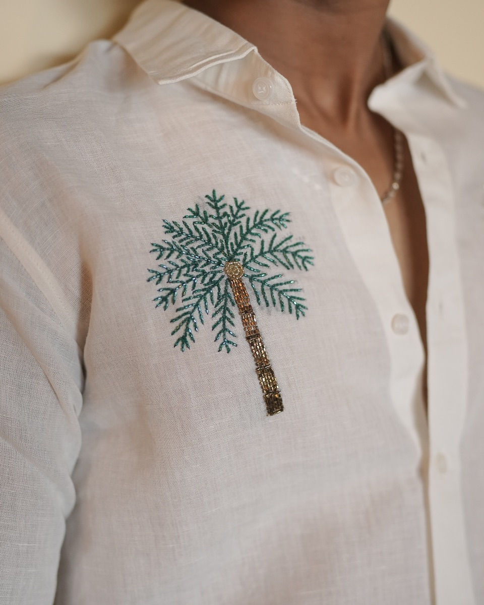 Sun & Palm Linen Shirt — view 2