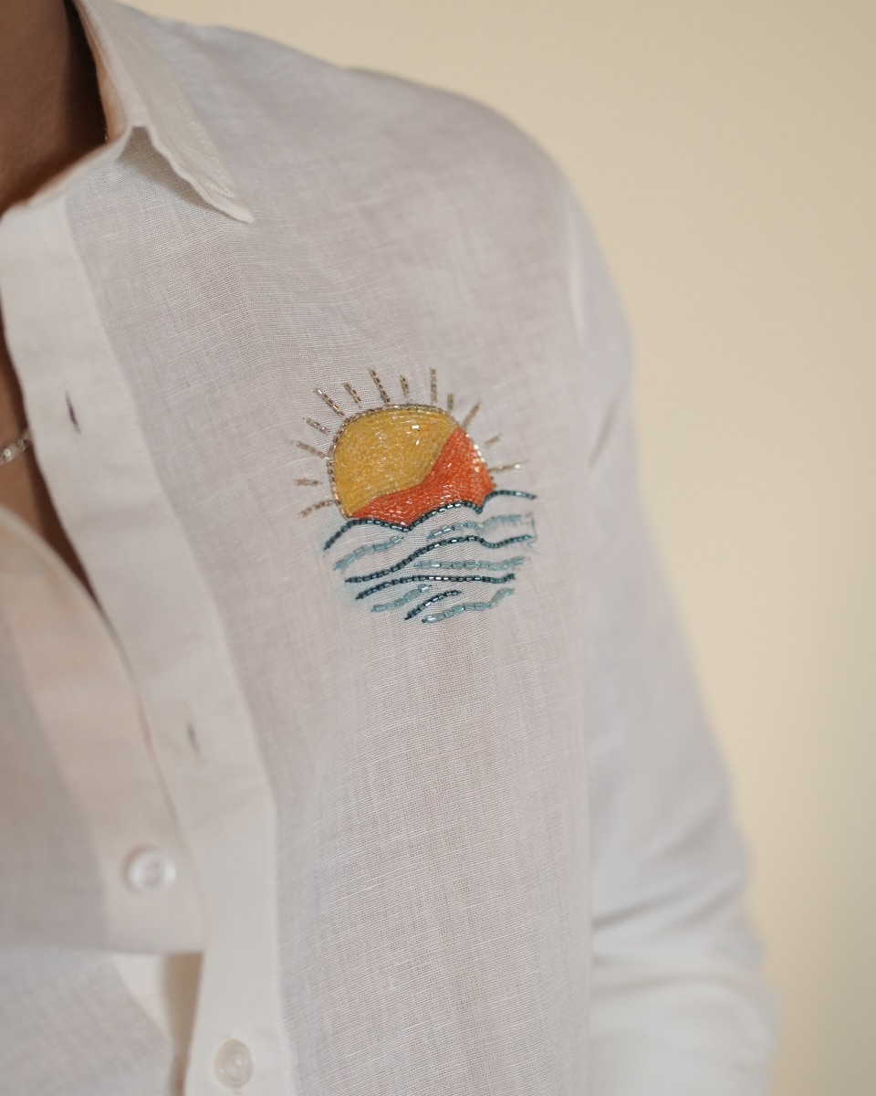 Sun & Palm Linen Shirt — view 3