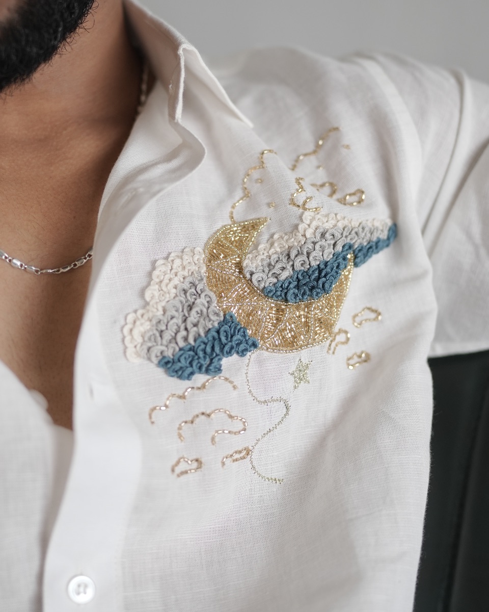 Moon Cloud French Knot Shirt — view 3
