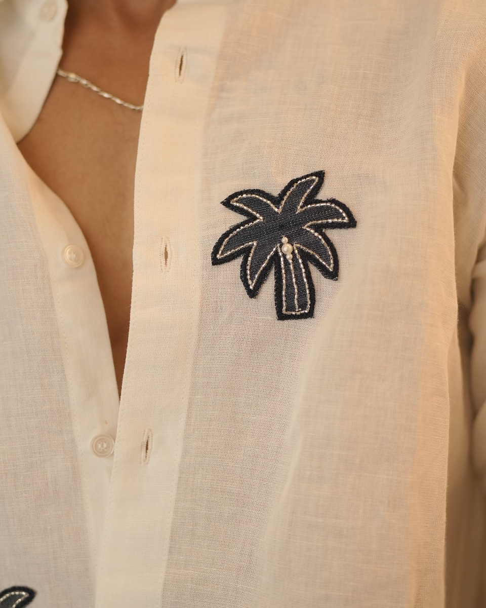Palm Breeze Denim Motifs Shirt — view 2